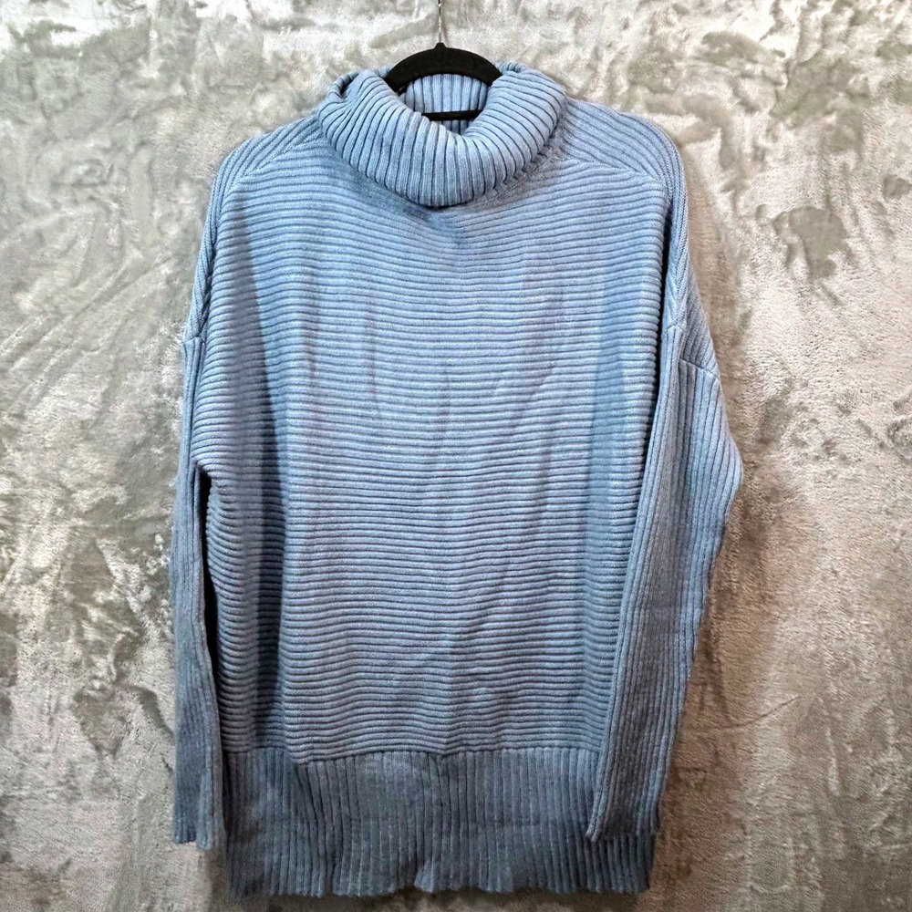 Lillusory Womens Oversized Ribbed‎ Turtleneck Sweater Light Blue Large NWT
